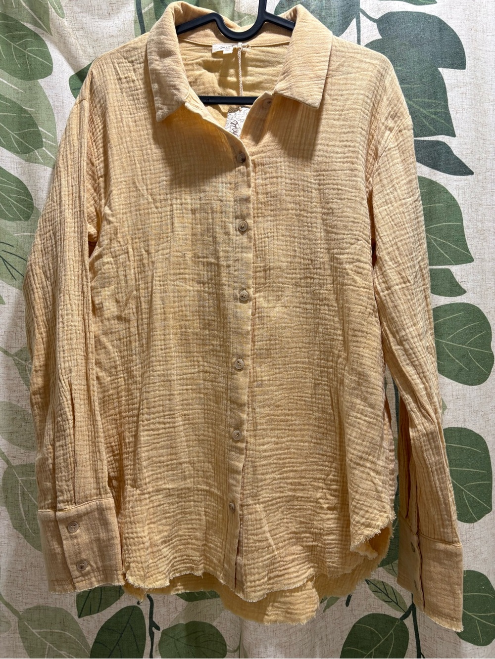 Mystree Light Yellow Textured Button-Down Shirt